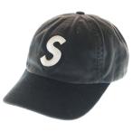 SUPREME シュプリーム 24SS 2-Tone S Logo 6-Panel ツートーン Sロゴ刺繍 コーデュロイ切替 ベースボールキャップ ブラック