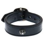 CHROME HEARTS クロムハーツ GUNSLINGER ガンスリンガー クロスボール レザーブレスレット ブラック/シルバー BCA146