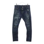 DSQUARED2 ディースクエアード 18AW SEXY TWIST JEAN ペイント スキニーフィット デニムパンツ ジーンズ インディゴ S71LB0503 S30342