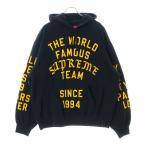 SUPREME シュプリーム 23SS Team Flocked Hooded Sweatshirt プルオーバーパーカー フーディー ブラック/イエロー
