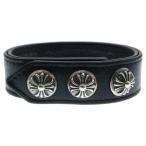 CHROME HEARTS クロムハーツ 3BTN 2SNP クロスボール 3ボタン2スナップ レザーブレスレット ブラック/シルバー BCA123