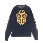 クロムハーツ Striped Dagger L/S Tee ストライプ柄 両面プリント クルーネック ロングスリーブ 長袖Tシャツ イエロー/レッド