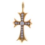 ショッピングCHROME CHROME HEARTS クロムハーツ 22K TNY CRSF P/DIA タイニーファットクロス PAVEダイヤ ペンダントトップ ゴールド BCA033