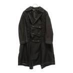 tricot COMME des GARCONS トリコ コム デ ギャルソン AD2015 染色加工 変形 コットン混 ギャザーコート ブラック TQ-C006 レディース