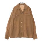 マルニ 24AW TROPICAL WOOL SHIRT トロピカル ポケット刺繍 オープンカラー ウール 長袖シャツ ロングスリーブ ブラウン CUMU0310S0 TW839