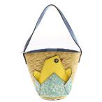 ショッピングカゴバッグ GUCCI グッチ Children's チルドレン ひよこ カゴバッグ ハンドバッグ ラフィア ナチュラル 606193