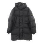 STONE ISLAND ストーンアイランド ロゴワッペン付きジップアップ フーデッド ロング ダウンジャケット ブラック 791570323 V0029