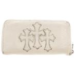 CHROME HEARTS クロムハーツ REC F ZIP 3クロス ラウンドジップレザーウォレット 財布 ホワイト