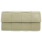 BOTTEGA VENETA ボッテガヴェネタ 日本限定 ステッチカセット イントレチャート レザーフラップロングウォレット 長財布 カーキ