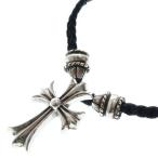 CHROME HEARTS クロムハーツ CH CRS SML CL スモールCHクロス クリンプト レザーブレイド ネックレス シルバー/ブラック BCA217