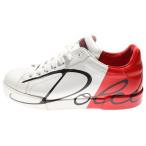 ショッピングドルチェ ドルチェアンドガッバーナ ポルトフィーノ バイカラー ロゴプリント レザー エナメル ローカットスニーカー ホワイト/レッド CS-1600