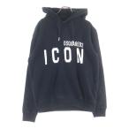 ショッピングディースクエアード DSQUARED2 ディースクエアード ICON Hooded Sweatshirt フロントプリント プルオーバーパーカー ブラック S79GU0002/S25042