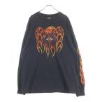 ショッピングハーレーダビッドソン HARLEY DAVIDSON ハーレーダビッドソン VINTAGE 00s FIRE FLAME L/S ブルー フレイム ロンT 長袖カットソー ブラック