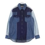 ショッピングウエスタン CELINE セリーヌ パッチワークデニムウエスタンシャツ スナップダウン長袖シャツ ブルー 2T353521T