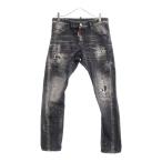DSQUARED2 ディースクエアード 22SS ウォッシュ加工 ボタンフライダメージデニムスキニーパンツ S74LB1040 S30357 グレー