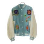 ルイヴィトン 23AW × 草間彌生 パッチワーク バーシティレザー切り替えジャケット スタジャン ブルー/ホワイト RM232H VN6 HOL30E