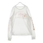 CHROME HEARTS クロムハーツ CH L/S TEE 1 セメタリークロスバックプリント長袖Tシャツ ホワイト/オレンジ