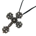 ショッピングクロムハーツ CHROME HEARTS クロムハーツ FILIG CROSS-LARGE LB ラージ フィリグリークロス レザーブレイド ネックレス シルバー/ブラック