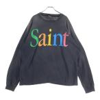 ショッピングマイケル セントマイケル 25SS RAINBOW LS TEE VINTAGE加工 レインボーロゴプリント クルーネック 長袖Tシャツ カットソー ブラック SM-HR8-0000-032
