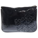 クロムハーツ Patent Leather Pouch パテントレザー ダガージップ クロスパッチ スクロールラベル クラッチバッグ ポーチ ブラック