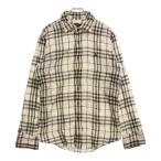 BURBERRY BLACK LABEL バーバリー ブラックレーベル フロントロゴ刺繍チェック柄長袖シャツ BMW04-900-02 ホワイト/ブラック