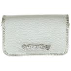 CHROME HEARTS クロムハーツ CARD CASE スクロールラベル レザーカードケース ホワイト/シルバー