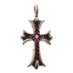 CHROME HEARTS クロムハーツ TNY CRSF P RUBY タイニーファットクロス PAVEルビー ペンダント ネックレストップ シルバー