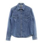 クロムハーツ DENIM WESTERN クロスボールボタン デニムウエスタンシャツ 袖クロスパッチ JVPタグ 長袖シャツ インディゴブルー