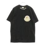 MONCLER モンクレール ×Palm Angels MAGLIA パームエンジェルス ロゴワッペン半袖Tシャツ ブラック カットソー E209L8000450 829FK