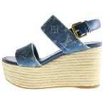 LOUIS VUITTON ルイヴィトン モノグラム ハーバーライン デニムサンダル インディゴ レディース