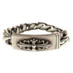 CHROME HEARTS クロムハーツ ID FLORAL CRS フローラルクロスIDクラシックリンク ブレスレット 11LINK シルバー BCA164