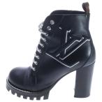 LOUIS VUITTON ルイヴィトン スタートレイルライン ロゴアンクル ヒールブーツ ブラック レディース