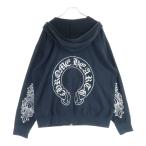 CHROME HEARTS クロムハーツ Horseshoe Zip Hoodie 袖フローラル ホースシュープリント ダガージップ ジップアップパーカー ブラック