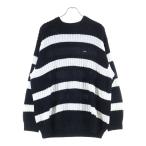 ショッピングBOX シュプリーム 25SS Loose Gauge Stripe Small Box Sweater スモールボックスロゴ ストライプ 長袖ニットセーター ブラック/ホワイト