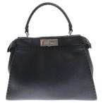FENDI フェンディ ピーカブー セレリア ミディアム ハンドバッグ ブラック シルバー金具 レザー 8BN290