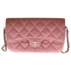 CHANEL シャネル マトラッセ フォンケース チェーンウォレット ショルダーバッグ キャビアスキン ゴールド金具 ピンク AP2096