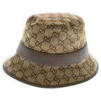 GUCCI グッチ GGキャンバス フェドラハット 帽子 キャンバス×レザー ベージュ×ブラウン