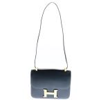 HERMES エルメス コンスタンス24 ネイビー系 ボックスカーフ 2WAYバッグ ハンドバッグ ショルダーバッグ ゴールド金具 ◯O刻印
