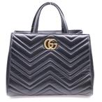 ショッピングＧＧ GUCCI グッチ GGマーモント キルティング 2WAYバッグ ハンドバッグ ショルダーバッグ ブラック ゴールド金具 レザー 448054