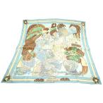 HERMES エルメス カレ90 シルク 青系カレ ライトブルー 羽飾りの騎兵兜 スカーフ