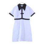 ショッピングMIUMIU miumiu ミュウミュウ 18SS レーヨン シルク リボン バイカラー 半袖 ミディアムワンピース ライトブルー/ブラック レディース MF3312