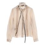 ショッピングMIUMIU miumiu ミュウミュウ 19SS リボン ギャザーカラー タック シルク 長袖シャツ ブラウス ピンク レディース MK1402