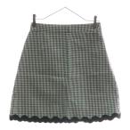 miumiu ミュウミュウ 19AW ギンガムチェック総柄 裾ウェーブデザイン ミニスカート ブラック/ホワイト レディース MG1301