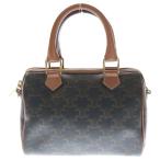 ショッピングセリーヌ CELINE セリーヌ トリオンフ PVC レザー 2WAY スモール ハンド ショルダー ボストンバッグ ゴールド金具 ブラウン