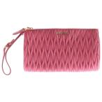 ショッピングMIUMIU miumiu ミュウミュウ マテラッセ セカンドバッグ クラッチバッグ ポーチ ピンク レザー ゴールド金具
