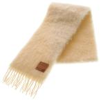 ショッピングLOEWE LOEWE ロエベ アナグラムロゴ レザーロゴパッチ モヘアニット フリンジ マフラー アイボリー