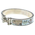 HERMES エルメス 22SS クリッククラック バングル ブレスレット ヒョウ柄 ライトブルー シルバー金具