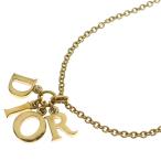 Christian Dior クリスチャンディオール ロゴ ネックレス ペンダント チェーン ゴールド GP