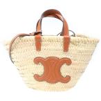 LOEWE ロエベ かごバッグ スモール ハンドバッグ ブラウン ストロー×レザー