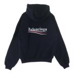 ショッピングバレンシアガ BALENCIAGA バレンシアガ キャンペーンロゴプリント プルオーバースウェットパーカー フーディー ブラック 556145